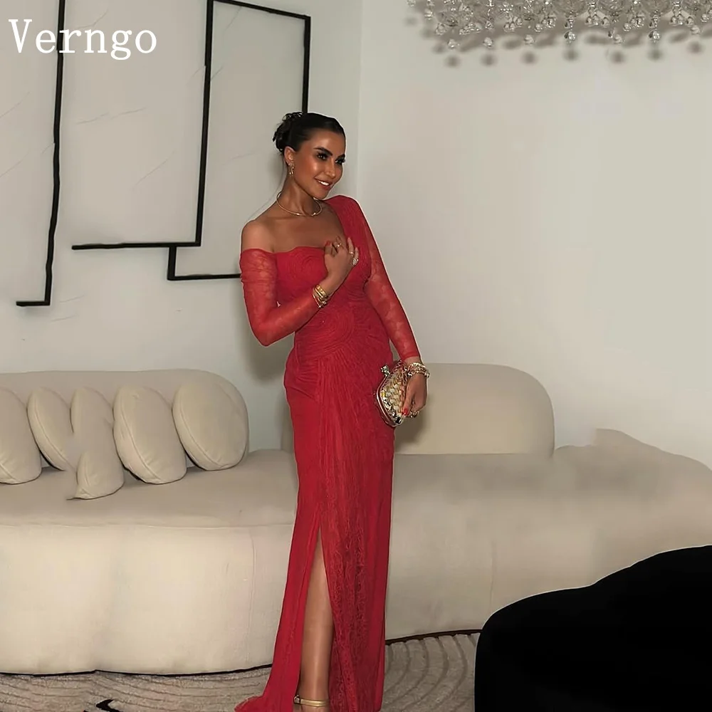 Verngo Элегантные красные кружевные платья для выпускного вечера с v-образным вырезом и боковыми рукавами, платья для торжественных случаев, арабское вечернее платье по индивидуальному заказу 
Verngo Элегантные красные кружевные платья для выпускного вечера с v-образным вырезом и боковыми рукавами, платья для торжественных случаев, арабское вечернее платье по индивидуальному заказу