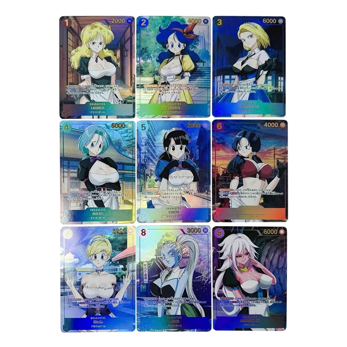 9 шт./компл. Dragon Ball Bulma Android 18 горничная серии коллекционная карта горячего тиснения преломление цветная вспышка классическая аниме-карта в подарок
9 шт./компл. Dragon Ball Bulma Android 18 горничная серии коллекционная карта горячего тиснения преломление цветная вспышка классическая аниме-карта в подарок