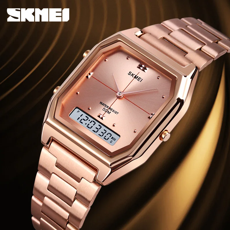 SKMEI модные цифровые наручные часы из нержавеющей стали для мужчин и женщин, водонепроницаемые будильники, 3-часовые часы с хронографом, электронные часы 
SKMEI модные цифровые наручные часы из нержавеющей стали для мужчин и женщин, водонепроницаемые будильники, 3-часовые часы с хронографом, электронные часы