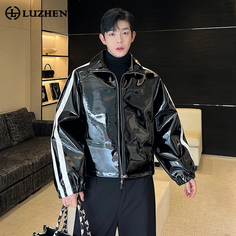 LUZHEN Stripe Printed Splicing Design Trendy Pu Leather Jacket Personality 2024 Stylish Handsome Men's Street Outerwear LZ2154
LUZHEN Stripe Printed Splicing Design Trendy Pu Leather Jacket Personality 2024 Stylish Handsome Men's Street Outerwear LZ2154