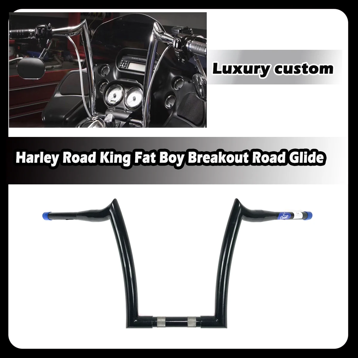 ZDQ Premium Luxury Custom 1-1/2-дюймовый руль с рулем 1-1/4 дюйма для Harley Road King Fat Boy Breakout Road Glide
ZDQ Premium Luxury Custom 1-1/2-дюймовый руль с рулем 1-1/4 дюйма для Harley Road King Fat Boy Breakout Road Glide