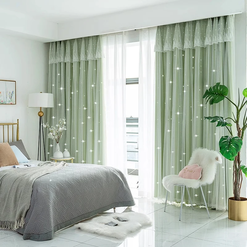 Nordic hollow lace window screen princess style wedding room thickened full blackout custom curtain double layer cloth gauze
Nordic hollow lace window screen princess style wedding room thickened full blackout custom curtain double layer cloth gauze