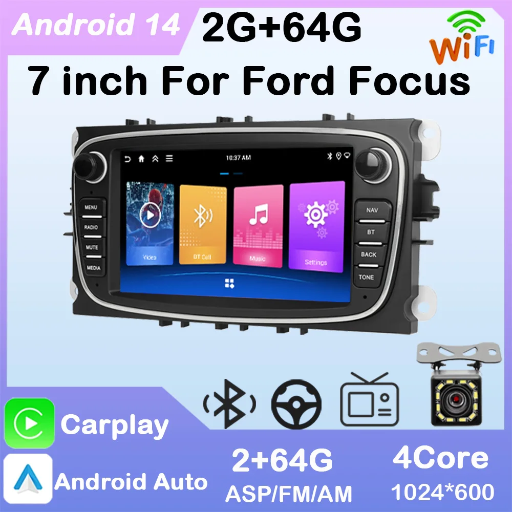 Android14 7" Touch Screen Car Stereo for Ford/Focus/S-Max/ Mondeo 9 with Wireless Carplay Android Auto MirrorLink WiFi FM Radio
Android14 7" Touch Screen Car Stereo for Ford/Focus/S-Max/ Mondeo 9 with Wireless Carplay Android Auto MirrorLink WiFi FM Radio