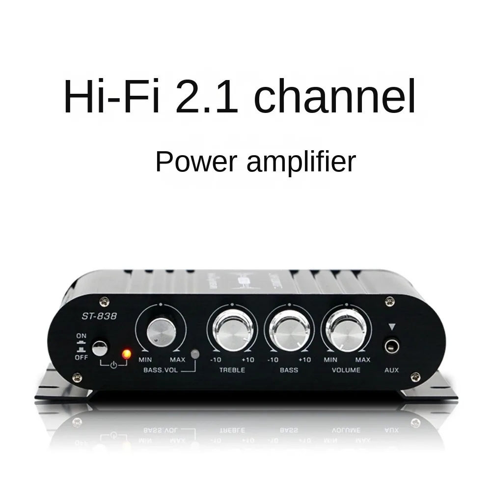 2.1 Channel ST-838 Amplifier Subwooferoof Car MP3 HIFI Amplifier Super Bass HiFi Power Amplifier for Speaker/Phone/Computer/DVD
2.1 Channel ST-838 Amplifier Subwooferoof Car MP3 HIFI Amplifier Super Bass HiFi Power Amplifier for Speaker/Phone/Computer/DVD