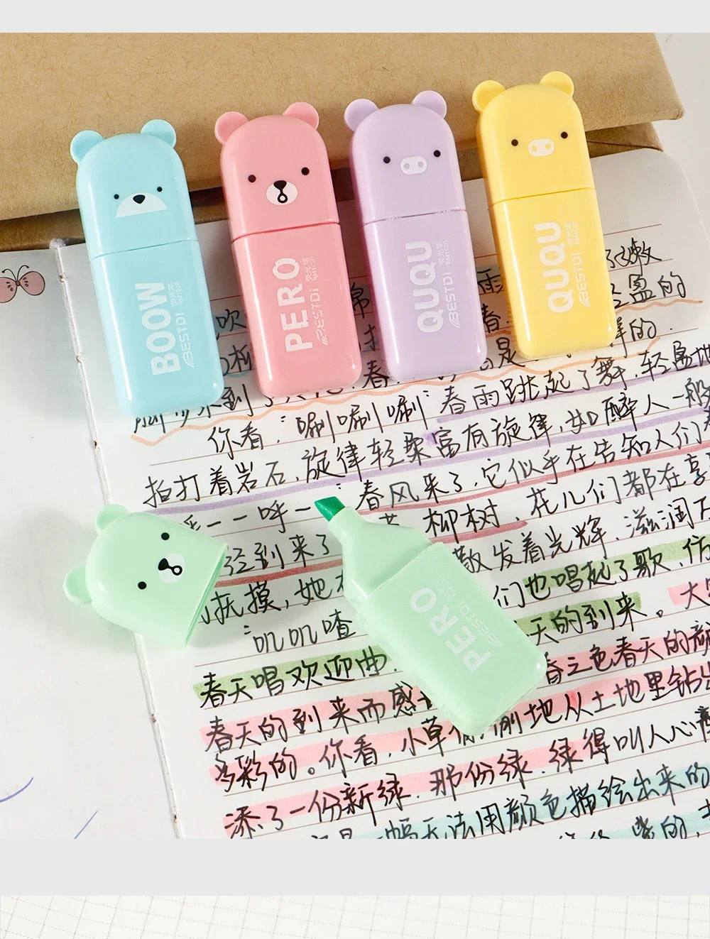 Набор из 4 маркеров-выделителей в форме милого мини-медведя, цвета макарон, со скошенным наконечником, для детского сада и школы
Набор из 4 маркеров-выделителей в форме милого мини-медведя, цвета макарон, со скошенным наконечником, для детского сада и школы