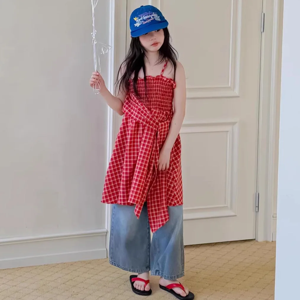Girls' Dress 2026 Summer New Style Children's Korean Red Checkered Suspender Dress Design Sense Fashion Skirt
Girls' Dress 2026 Summer New Style Children's Korean Red Checkered Suspender Dress Design Sense Fashion Skirt