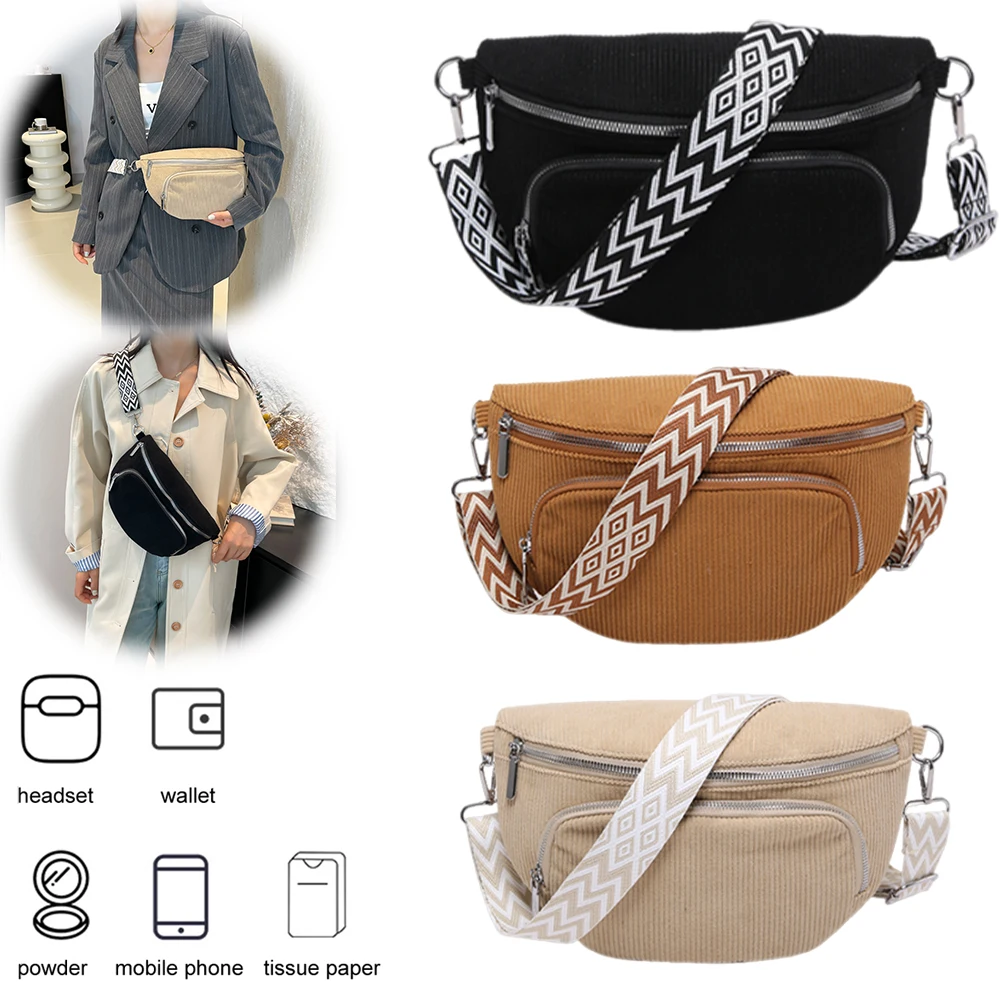 Corduroy Chest Bag Fashion Fanny Pack Wide Guitar Strap Vintage Shoulder Bag Multi-pockets Casual Waist Bag Outdoor Travel Bag
Corduroy Chest Bag Fashion Fanny Pack Wide Guitar Strap Vintage Shoulder Bag Multi-pockets Casual Waist Bag Outdoor Travel Bag