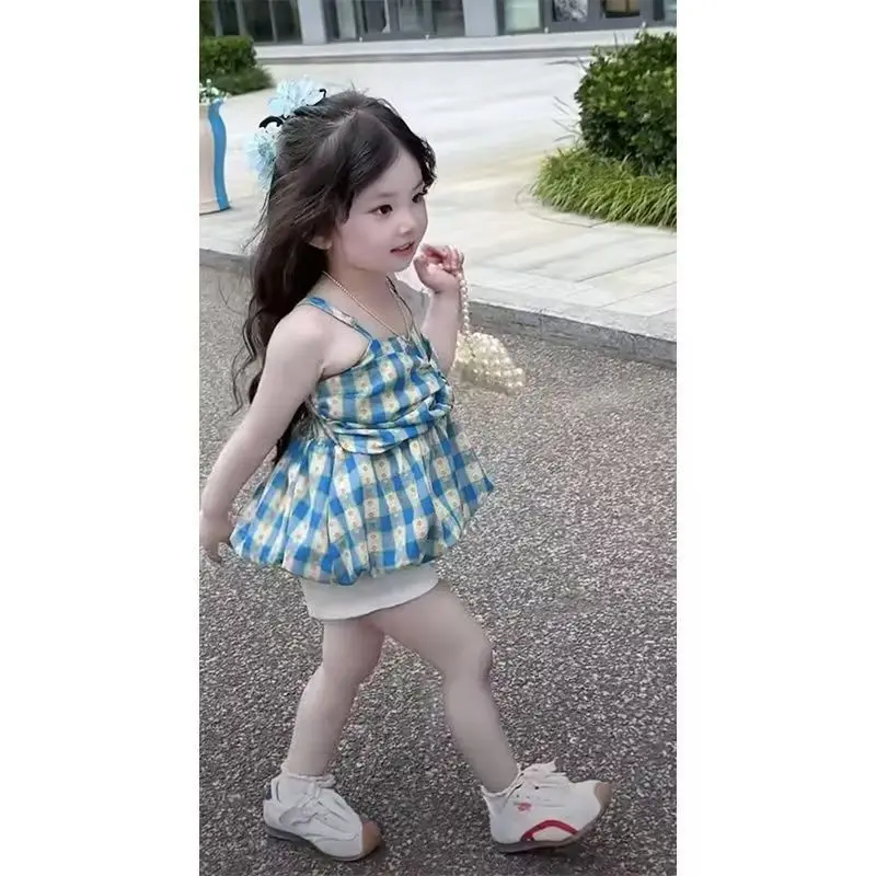 Girls Summer Outfit Fashionable New Style Children's Grid Suspender Top Shorts Two-Piece Set Cute Suit for Kids
Girls Summer Outfit Fashionable New Style Children's Grid Suspender Top Shorts Two-Piece Set Cute Suit for Kids