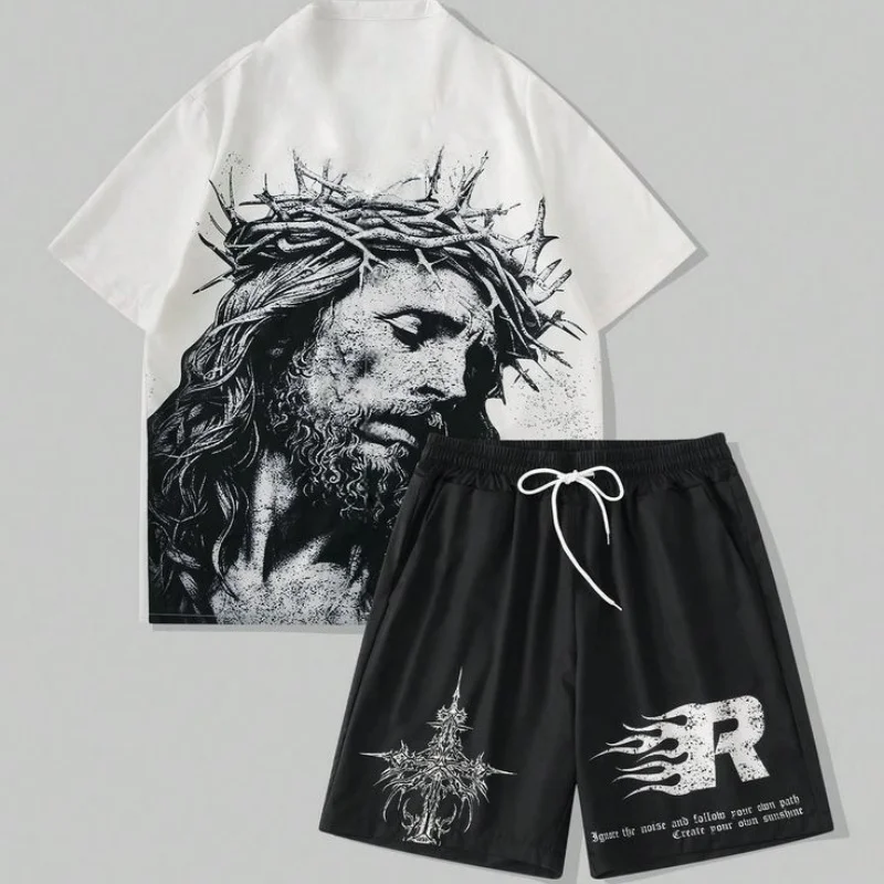 2026 new Men's Jesus Print T-Shirt & Shorts Set Summer Quick Dry Breathable 2 Piece Christian Streetwear Sportswear
2026 new Men's Jesus Print T-Shirt & Shorts Set Summer Quick Dry Breathable 2 Piece Christian Streetwear Sportswear