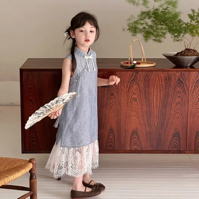 Children's Summer Chinese Style Breathable Hanfu Skirt Girls' Printed Lace Cheongsam Dress Kids' Sleeveless Qipao Dress LJ624
Children's Summer Chinese Style Breathable Hanfu Skirt Girls' Printed Lace Cheongsam Dress Kids' Sleeveless Qipao Dress LJ624