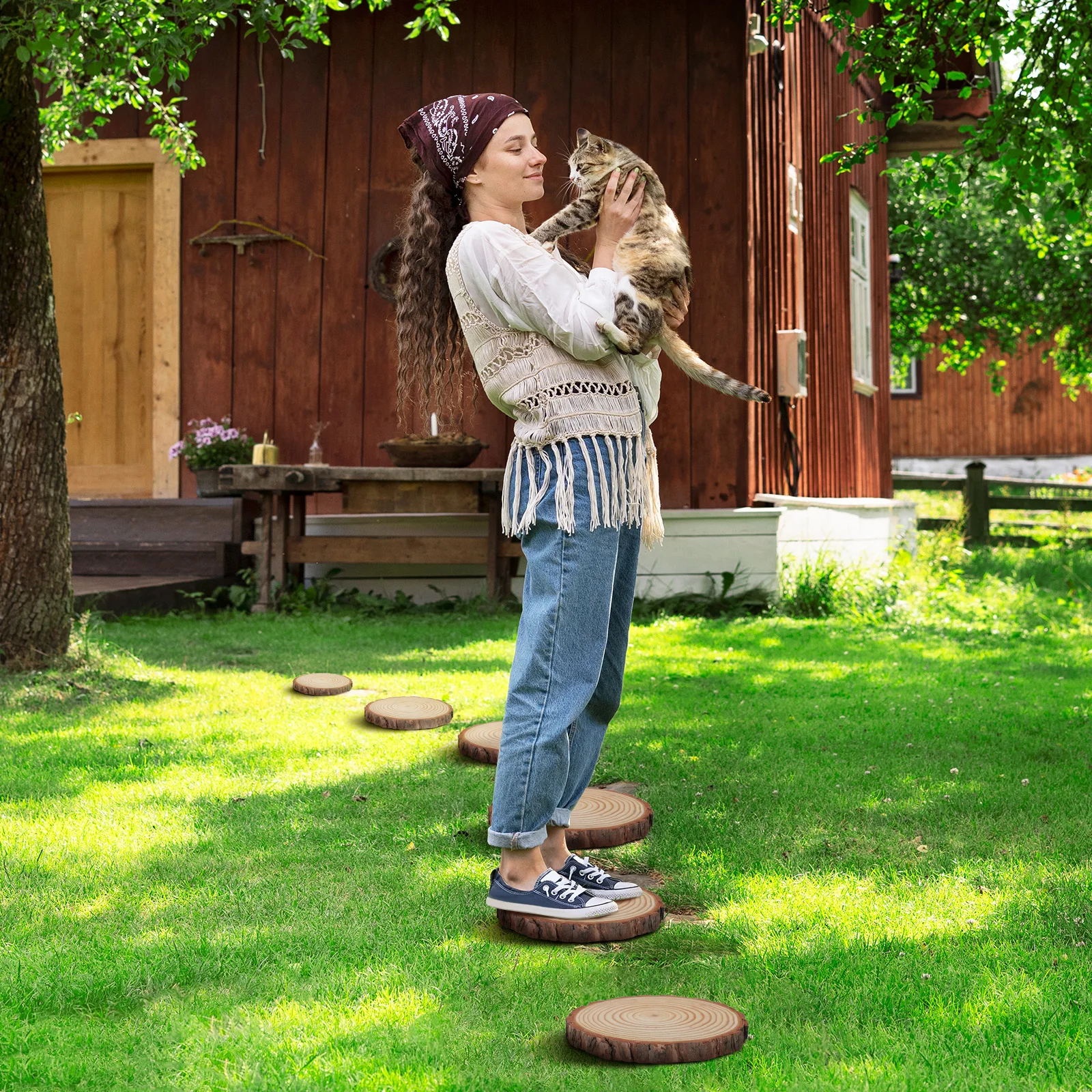 3pcs Garden Stepping Stones Wood Pathway Decorative 18-20cm Diameter 2cm Thick Outdoor Walkway DIY Handmade Gifts
3pcs Garden Stepping Stones Wood Pathway Decorative 18-20cm Diameter 2cm Thick Outdoor Walkway DIY Handmade Gifts
