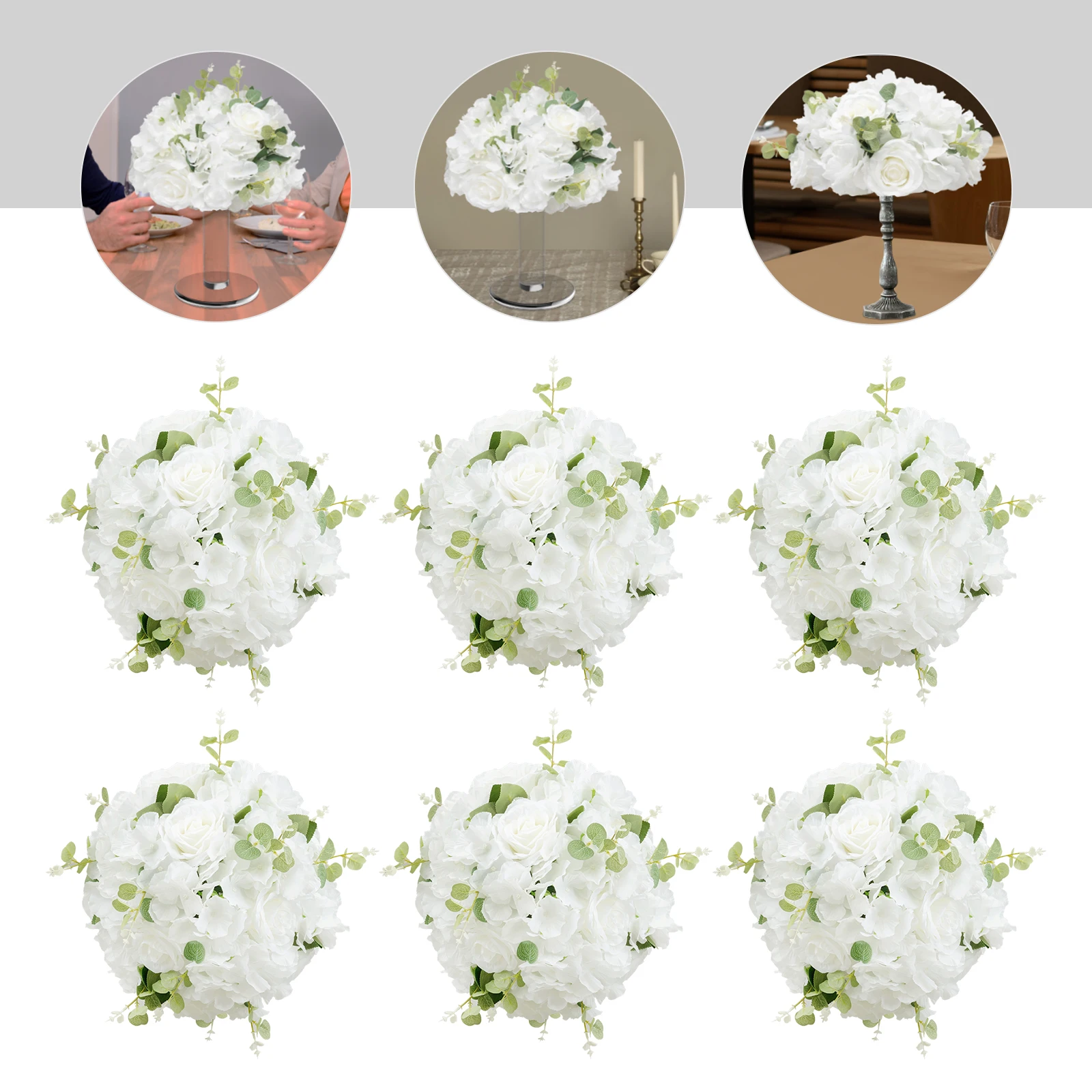6 Pcs Fake Small Rose Balls White Flowers Tables Artificial Silk Ball Arrangement Bouquet for Party, Home Decor
6 Pcs Fake Small Rose Balls White Flowers Tables Artificial Silk Ball Arrangement Bouquet for Party, Home Decor