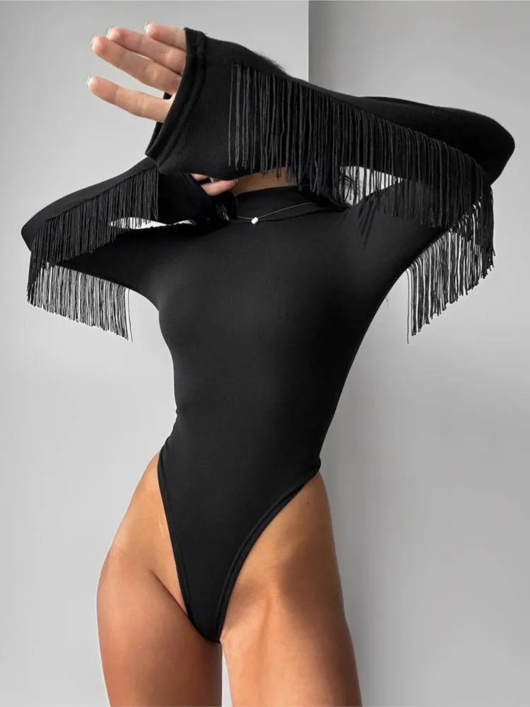 Комбинезоны для женщин, модный однотонный комбинезон с кисточками, сексуальная футболка с длинным рукавом и высоким воротником, топы, облегающие однотонные комбинезоны
Комбинезоны для женщин, модный однотонный комбинезон с кисточками, сексуальная футболка с длинным рукавом и высоким воротником, топы, облегающие однотонные комбинезоны