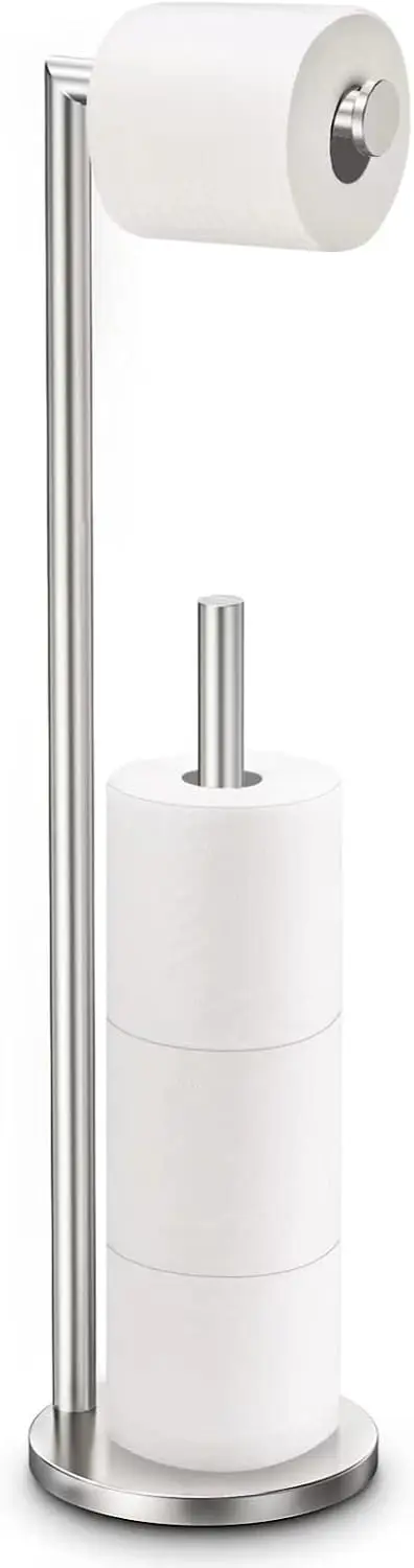Toilet Paper Holder Stand, Toilet Paper Stand Brushed Nickel, Free Standing Toilet Paper Holder, Toilet Paper Storage
Toilet Paper Holder Stand, Toilet Paper Stand Brushed Nickel, Free Standing Toilet Paper Holder, Toilet Paper Storage