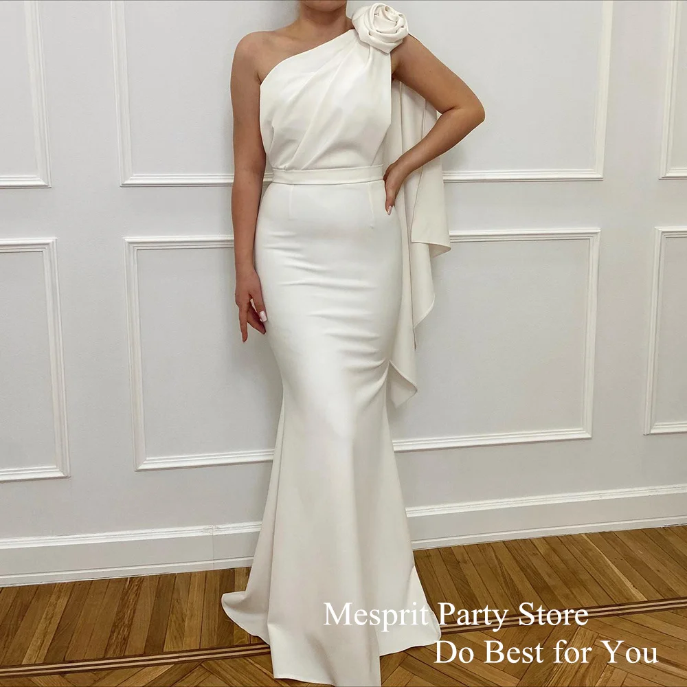 Simple Ivory Prom Dresses One Shoulder Flower Pleat Evening Dress Long Floor Length Mermaid Formal Party Gown فساتين سهرة
Simple Ivory Prom Dresses One Shoulder Flower Pleat Evening Dress Long Floor Length Mermaid Formal Party Gown فساتين سهرة