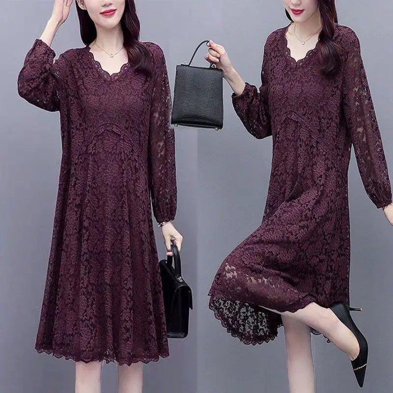 Women's Medium Long Lace Dress 2026 Spring and Autumn New Long Dress Women's Clothing 100kg Belly and Thin Bottom A-shaped Skirt
Women's Medium Long Lace Dress 2026 Spring and Autumn New Long Dress Women's Clothing 100kg Belly and Thin Bottom A-shaped Skirt