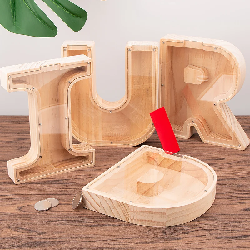 26 Letters English Piggy Bank Wooden Coin Money Saving Box Jar Coins Storage Box Desktop Ornament Home Decor Crafts Xmas Gift
26 Letters English Piggy Bank Wooden Coin Money Saving Box Jar Coins Storage Box Desktop Ornament Home Decor Crafts Xmas Gift