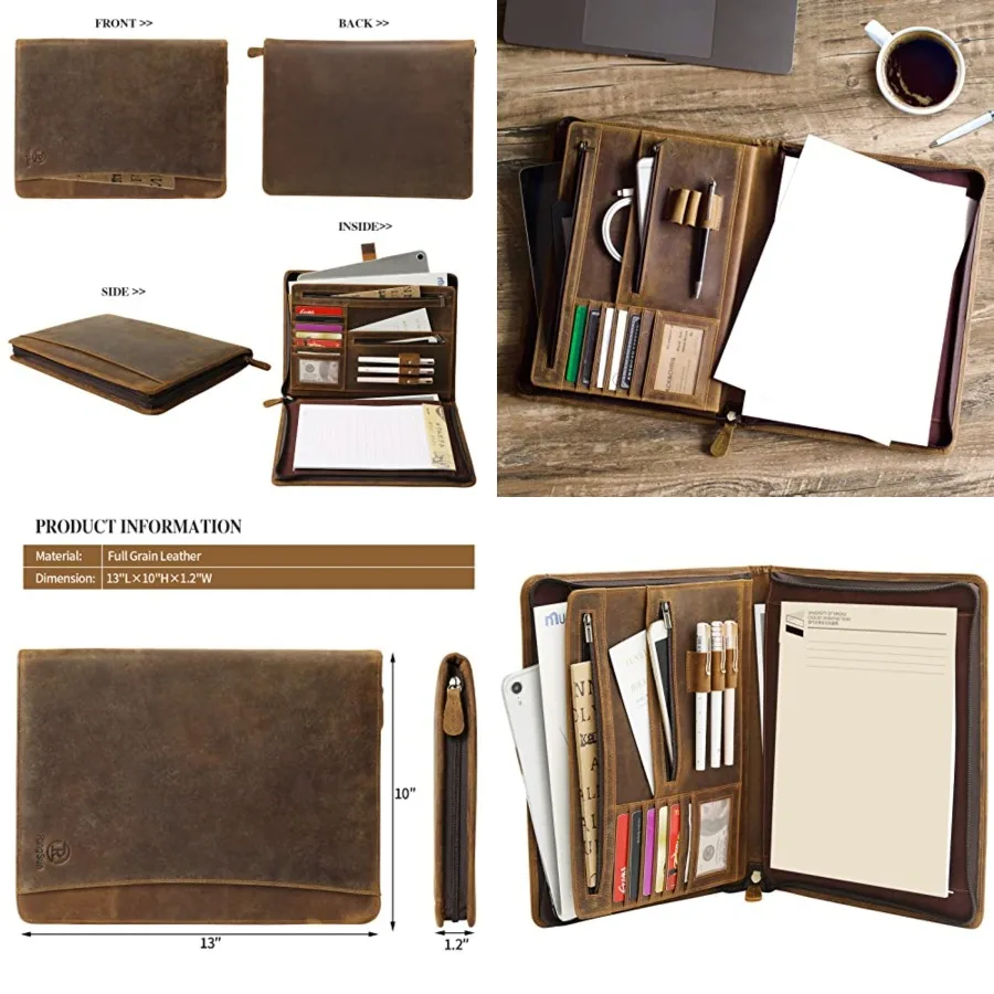 Leather Portfolio Organizer with Zipper for Men Women, Leather Padfolio Business Resume Legal Pad Portfolio Notebook Binder for
Leather Portfolio Organizer with Zipper for Men Women, Leather Padfolio Business Resume Legal Pad Portfolio Notebook Binder for