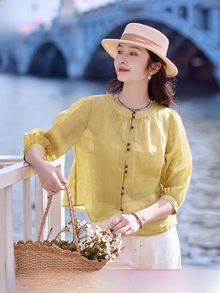 Yellow Flax irt Women's Long Sve Loose Casual Spring Faion 2025 New Sle Versatile Elegance Top Commute Artistic Stra...
Yellow Flax irt Women's Long Sve Loose Casual Spring Faion 2025 New Sle Versatile Elegance Top Commute Artistic Stra...