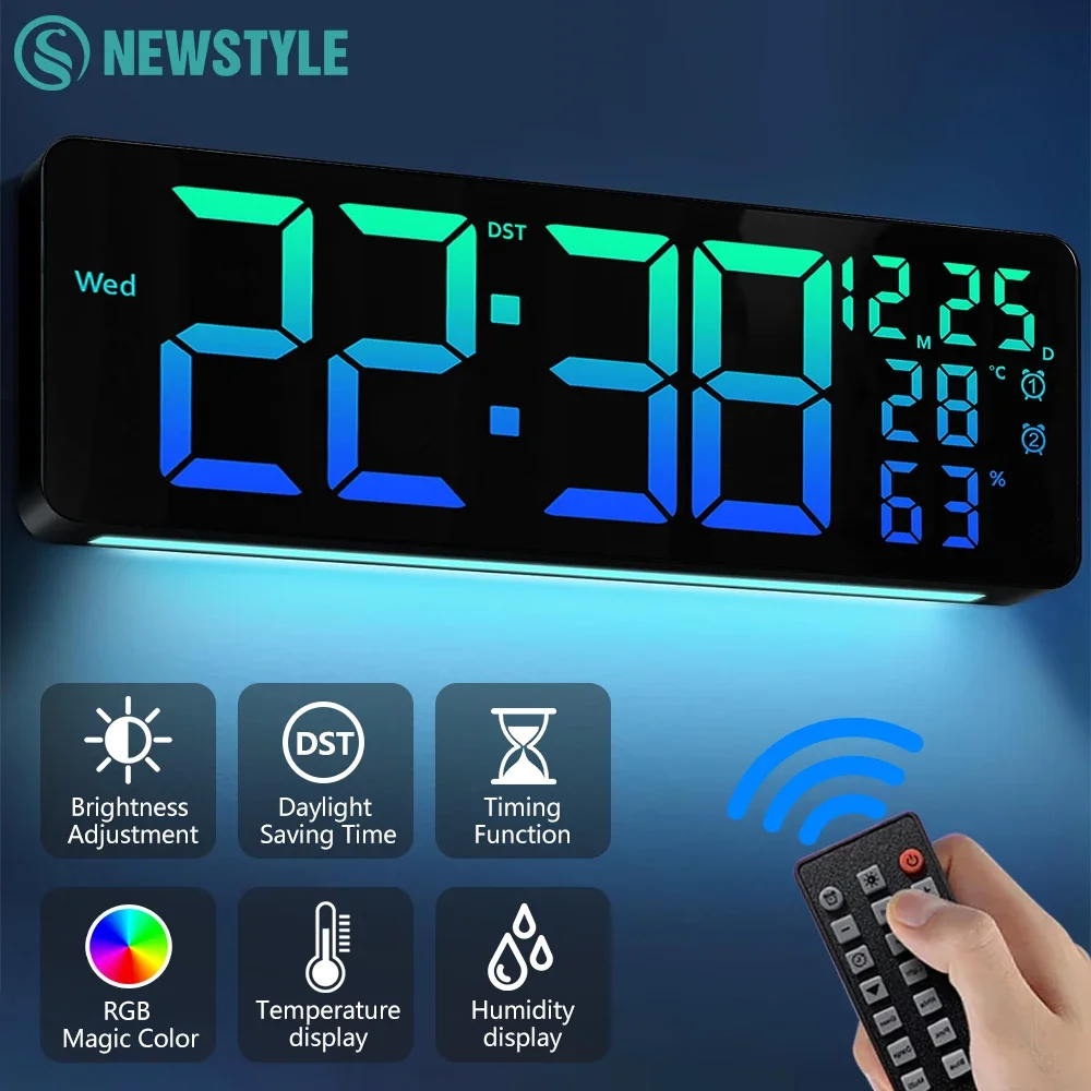 НОВЫЕ красочные светодиодные настенные часы RGB с дистанционным управлением, многофункциональный дисплей, автоматические часы с обратным отсчетом DST, светодиодные настенные Lmap
НОВЫЕ красочные светодиодные настенные часы RGB с дистанционным управлением, многофункциональный дисплей, автоматические часы с обратным отсчетом DST, светодиодные настенные Lmap