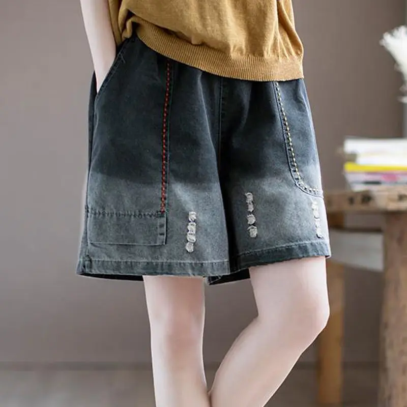 Women's Loose Straight Leg ort Pants Thin k Waed High Waist Harlan Big ket Five Parts Summer Jeans Casual Faion
Women's Loose Straight Leg ort Pants Thin k Waed High Waist Harlan Big ket Five Parts Summer Jeans Casual Faion