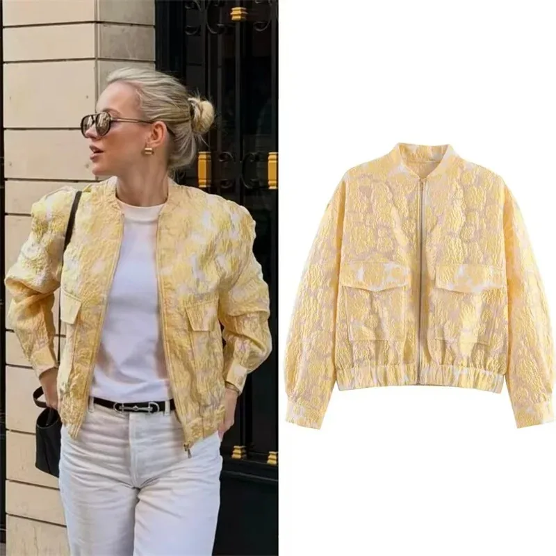 ZHIO Women's Jacket 2026 Summer New Style Yellow Long-Sleeve Jacquard Zipper Loose Jacket Casual Fashion Personalized
ZHIO Women's Jacket 2026 Summer New Style Yellow Long-Sleeve Jacquard Zipper Loose Jacket Casual Fashion Personalized