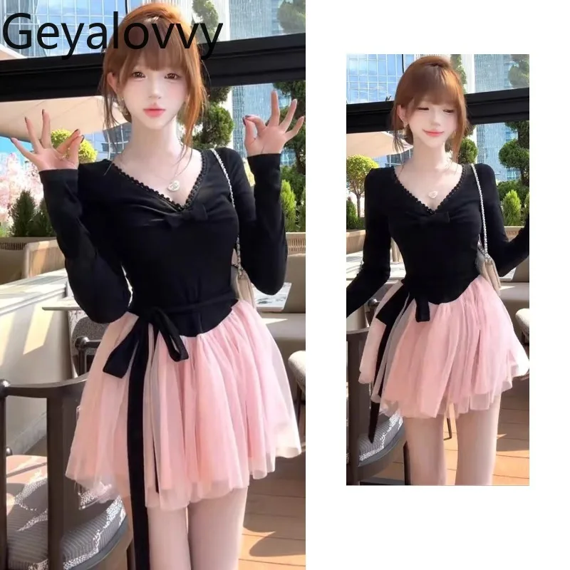 Розовое милое сетчатое платье с v-образным вырезом и длинными рукавами для девочек, женское осеннее платье в стиле Хепберн с галстуком-бабочкой и высокой талией, облегающие пышные короткие платья
Розовое милое сетчатое платье с v-образным вырезом и длинными рукавами для девочек, женское осеннее платье в стиле Хепберн с галстуком-бабочкой и высокой талией, облегающие пышные короткие платья