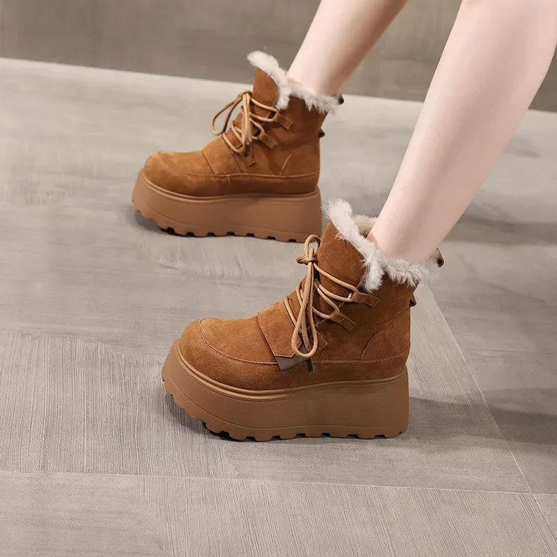 7cm Suede Cow Genuine Leather Platform Wedge Ankle Booties Ethnic Flats Winter Plush Autumn Spring Lady Women Boots Shoes
7cm Suede Cow Genuine Leather Platform Wedge Ankle Booties Ethnic Flats Winter Plush Autumn Spring Lady Women Boots Shoes