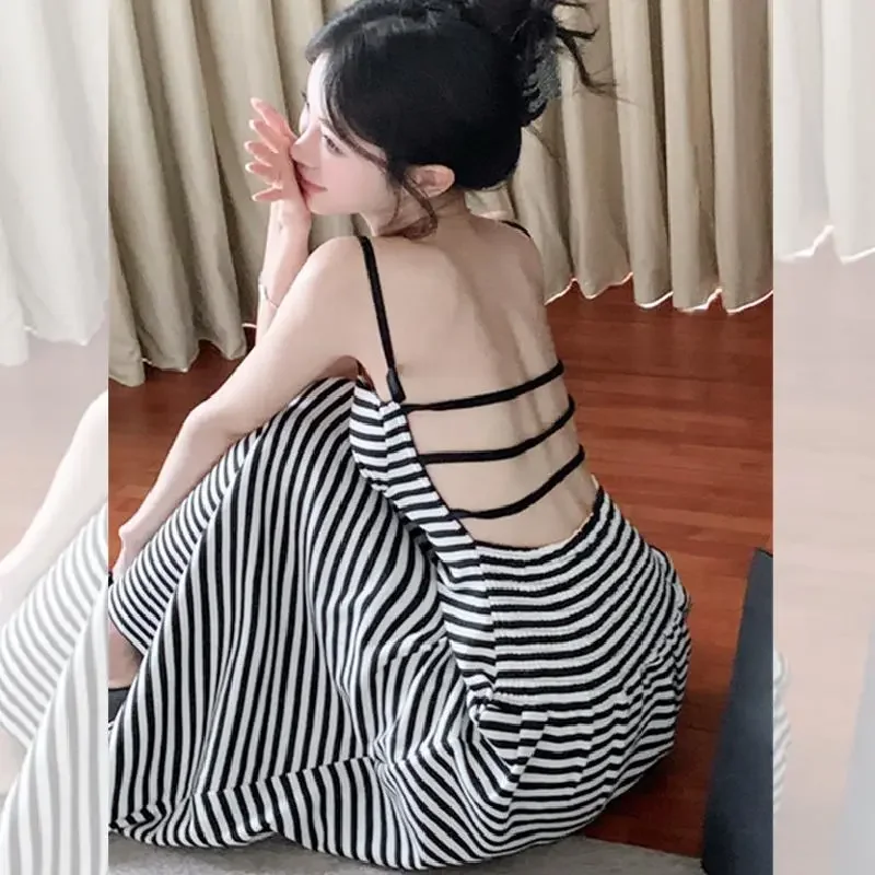 Strappy Backless Striped Dress Women Summer Sexy Slim Fit Camisole Long Dress
Strappy Backless Striped Dress Women Summer Sexy Slim Fit Camisole Long Dress