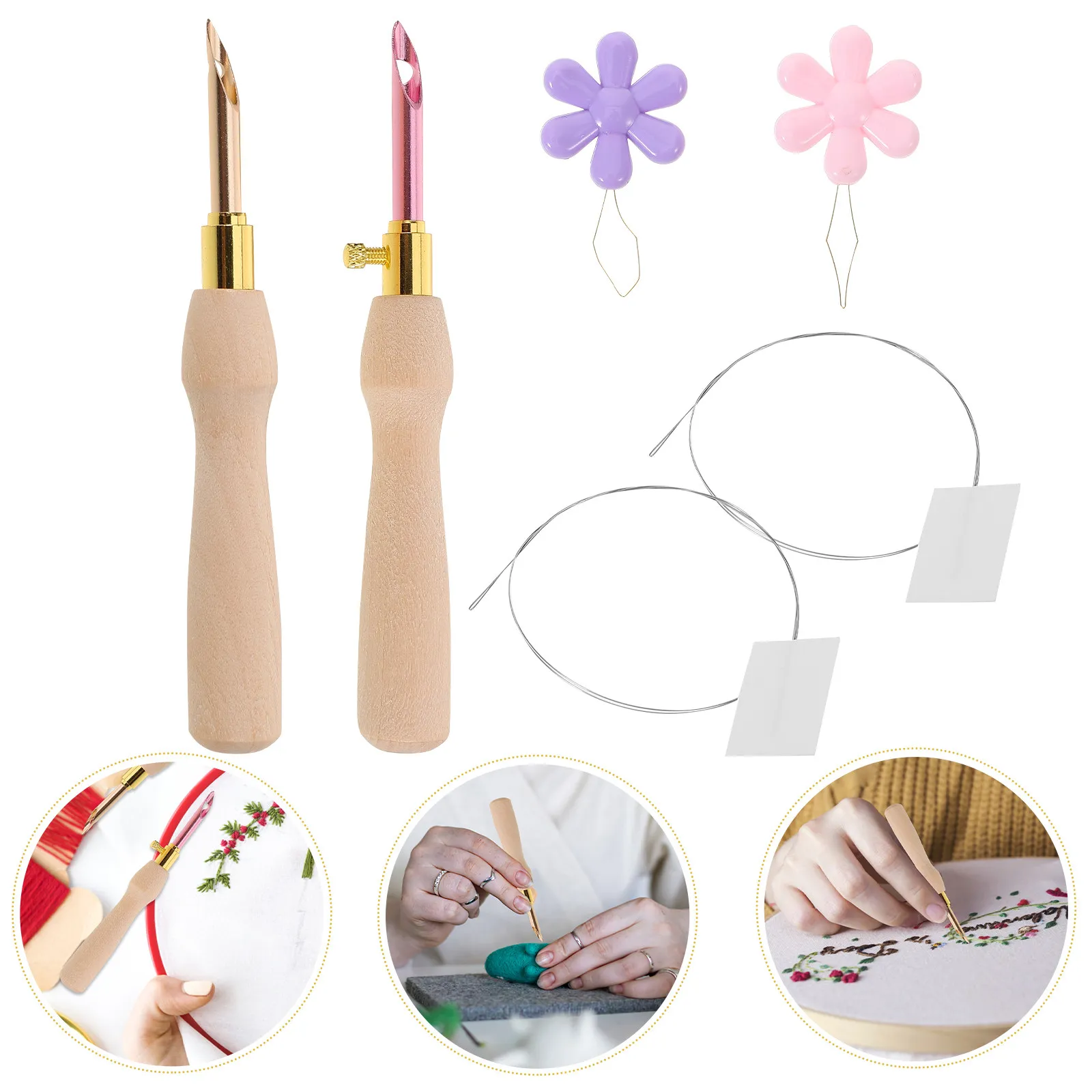 1Set Punch Needle Kit Embroidery Tool Wooden Stainless Steel Lightweight DIY Crafting for Fabric Pillowcase Curtain Towel
1Set Punch Needle Kit Embroidery Tool Wooden Stainless Steel Lightweight DIY Crafting for Fabric Pillowcase Curtain Towel