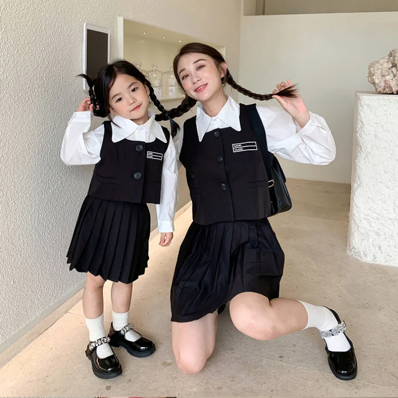 Parent-Child Suit Girls' Baby Preppy Style Suit Children's School Vest Pleated Skirt Shirt Set Mother-Daughter Matching Outfit
Parent-Child Suit Girls' Baby Preppy Style Suit Children's School Vest Pleated Skirt Shirt Set Mother-Daughter Matching Outfit