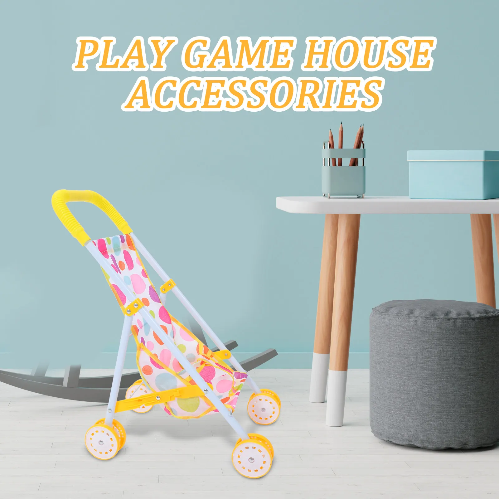 Compact Baby Stroller Hand Pushed Lightweight Foldable Frame Cart for Play House Decorative Imaginative Game Stroller
Compact Baby Stroller Hand Pushed Lightweight Foldable Frame Cart for Play House Decorative Imaginative Game Stroller