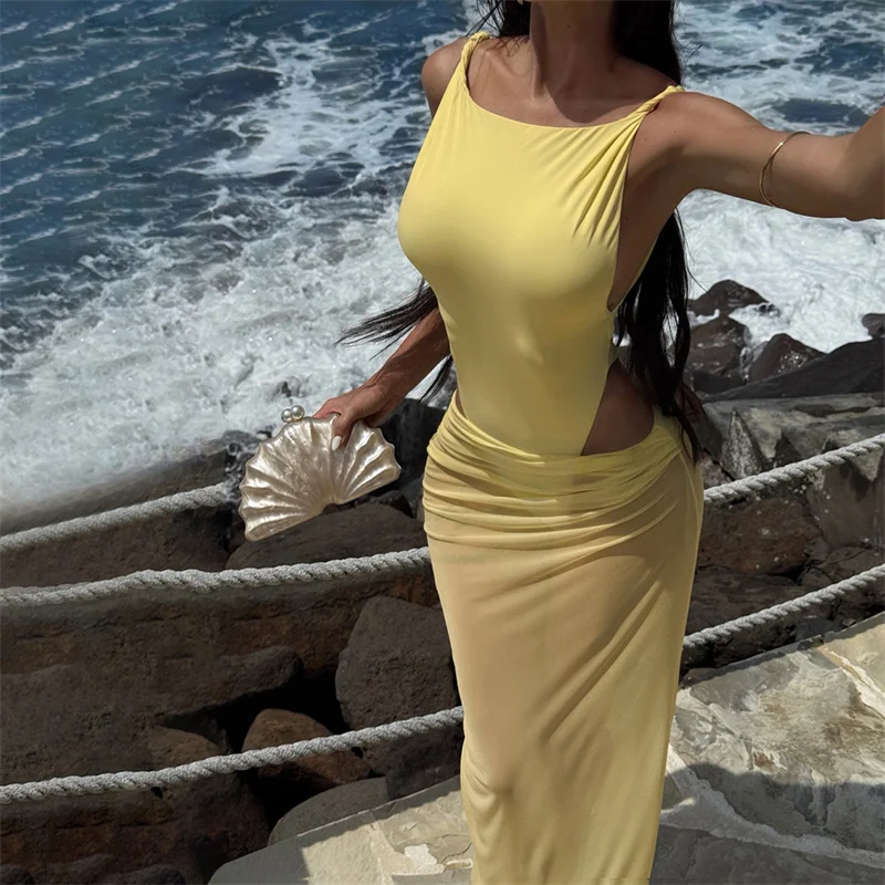 Tsiisd Summer Beach Two-Piece Set Long Skirt Women Backless Bodysuits Top Sheer Mesh Maxi Skirt Sexy Holiday Style Female Sets
Tsiisd Summer Beach Two-Piece Set Long Skirt Women Backless Bodysuits Top Sheer Mesh Maxi Skirt Sexy Holiday Style Female Sets