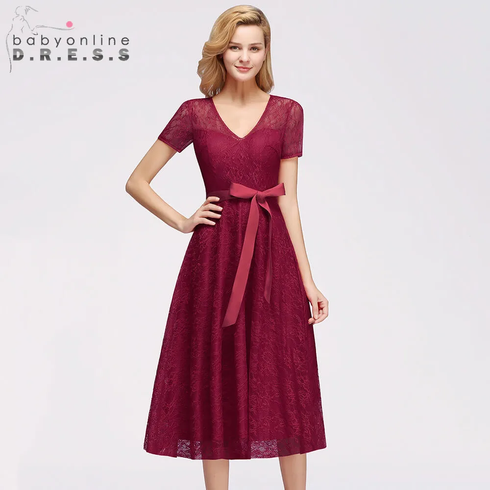 Burgundy Short Sleeve Lace Cocktail Dresses Dusty Rose Sexy Illusion Short Evening Formal Party Gowns With Sashes Robe De Soiree
Burgundy Short Sleeve Lace Cocktail Dresses Dusty Rose Sexy Illusion Short Evening Formal Party Gowns With Sashes Robe De Soiree
