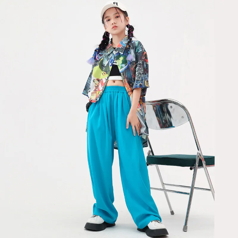 Kid Hip Hop Clothing Print Oversized Short Sleeve Shirt Blue Wide Casual Pleated Pants for Girl Boy Jazz Dance Costume Clothes
Kid Hip Hop Clothing Print Oversized Short Sleeve Shirt Blue Wide Casual Pleated Pants for Girl Boy Jazz Dance Costume Clothes