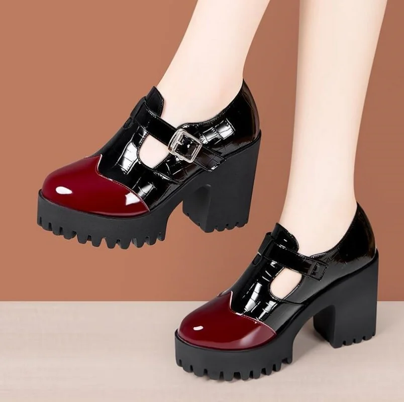 Deep Mouth Bright Leather Mary Janes Women's Platform Pumps Fall Block High Heels Shoes Office Model 10cm Small Size 32-42
Deep Mouth Bright Leather Mary Janes Women's Platform Pumps Fall Block High Heels Shoes Office Model 10cm Small Size 32-42