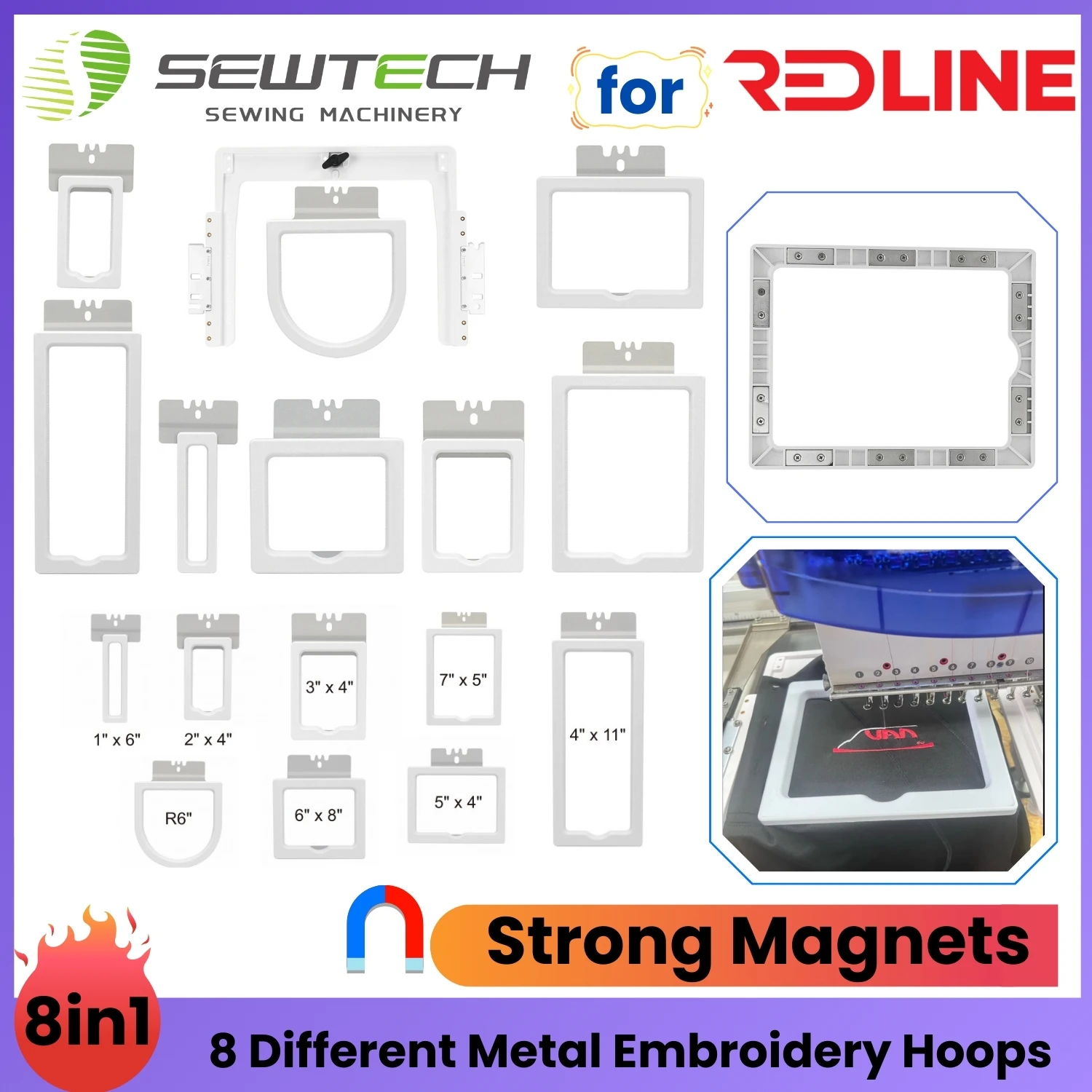 REDLINE MINI 1201 1501 Machine Strong Magnetic Hoopless Multi-Frame Embroidery Frame Hoop Kit for Shirt Pockets Sleeves Socks
REDLINE MINI 1201 1501 Machine Strong Magnetic Hoopless Multi-Frame Embroidery Frame Hoop Kit for Shirt Pockets Sleeves Socks