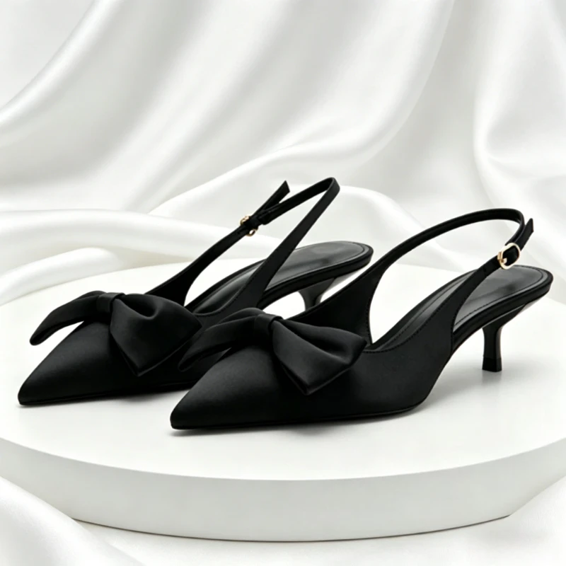 Sexy Pointed Toe Black Heeled Sandal Women Bowknot Detail Summer Slingback High Heels for Ladies Comfortable Office Formal Pumps
Sexy Pointed Toe Black Heeled Sandal Women Bowknot Detail Summer Slingback High Heels for Ladies Comfortable Office Formal Pumps