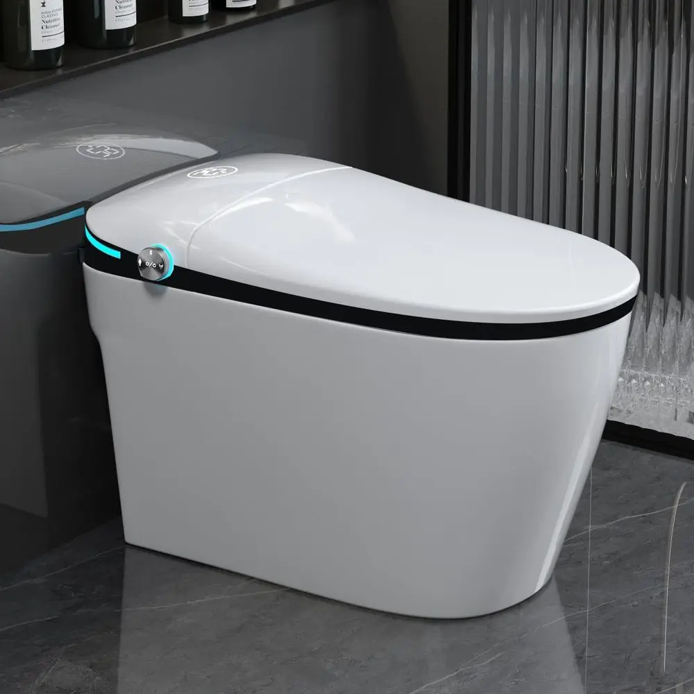 Smart Toilet with Built-in Bidet Seat Auto Open Close Lid Foot Sensor LED Night Light Warm Water Dryer White Hands-Free Operatio
Smart Toilet with Built-in Bidet Seat Auto Open Close Lid Foot Sensor LED Night Light Warm Water Dryer White Hands-Free Operatio