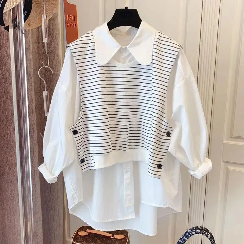 Design sense niche lazy wind long-sleeved shirt female autumn 2024 new plus size loose chic striped shawl fake two tops
Design sense niche lazy wind long-sleeved shirt female autumn 2024 new plus size loose chic striped shawl fake two tops