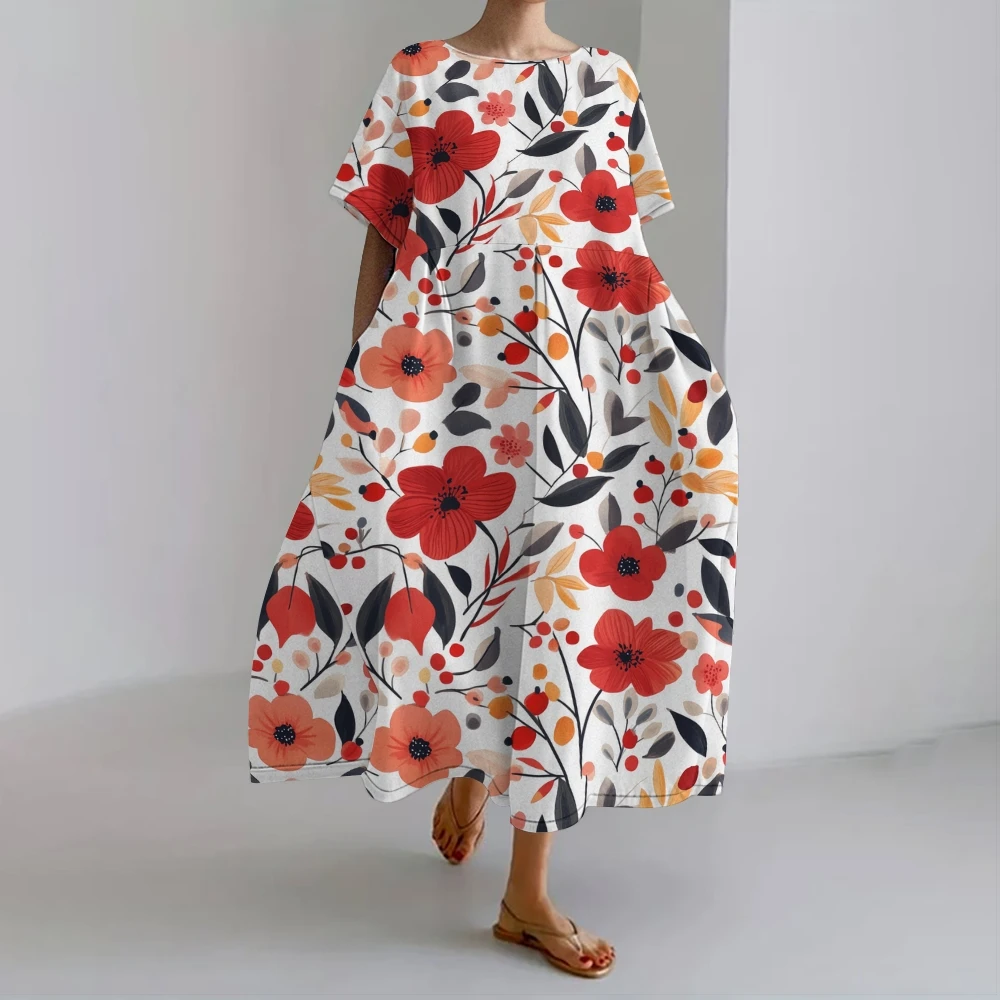 Contrasting Color Flower Print Women's Dress Loose Casual Style High Quality Fabric Trend New Party Beach Long Dresses
Contrasting Color Flower Print Women's Dress Loose Casual Style High Quality Fabric Trend New Party Beach Long Dresses