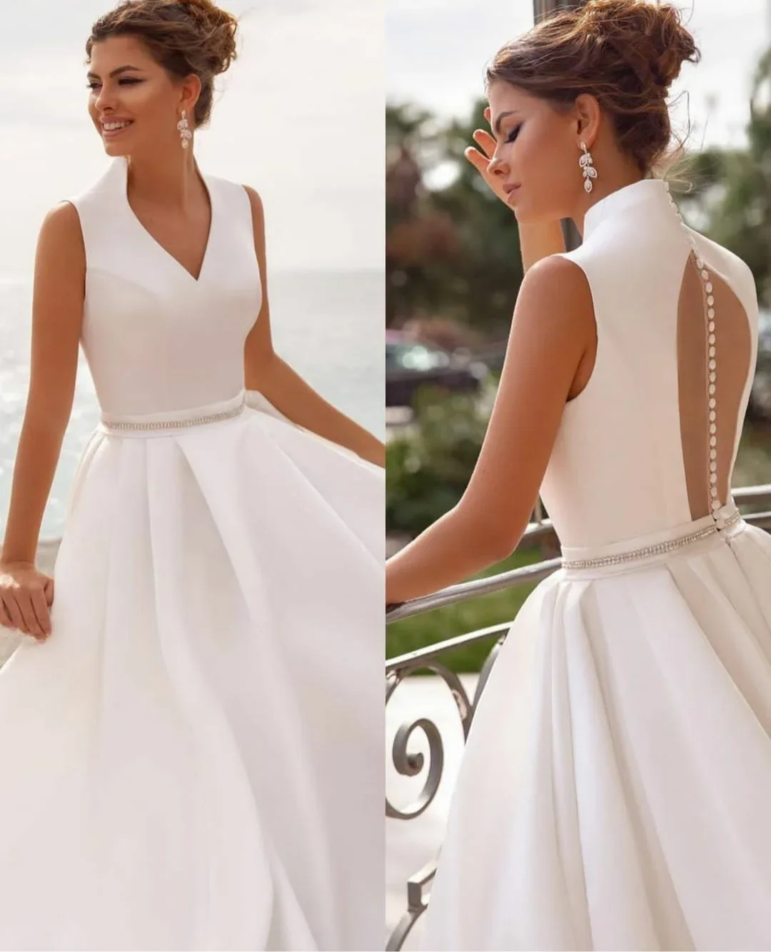 Classic Long Wedding Dress with Beadses Floor Length Button Back Satin with Pockets Brautkleider Robes de Soirée for Women
Classic Long Wedding Dress with Beadses Floor Length Button Back Satin with Pockets Brautkleider Robes de Soirée for Women