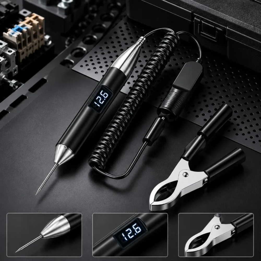 6-24V Automotive Circuit Tester LED Digital Display Voltage Test Pen with Alligator Clip and Spring Coiled Wire
6-24V Automotive Circuit Tester LED Digital Display Voltage Test Pen with Alligator Clip and Spring Coiled Wire