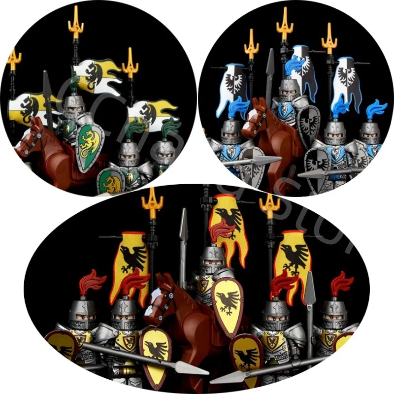 2025 Green Dragon Raven Knights Building Blocks Black Eagle Knight Shield Battle Flag Horse Bricks Medieval Ancient Knights Toys
2025 Green Dragon Raven Knights Building Blocks Black Eagle Knight Shield Battle Flag Horse Bricks Medieval Ancient Knights Toys