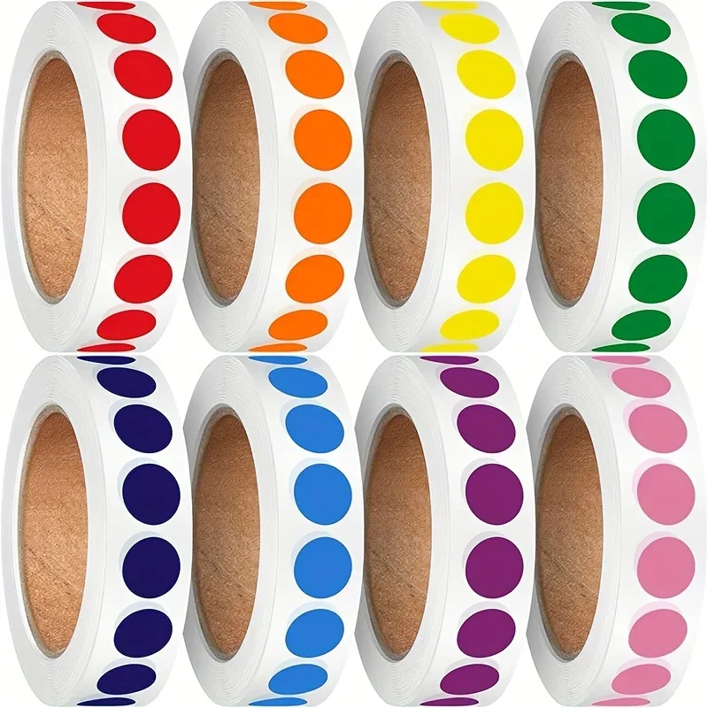 2rolls Round Dot Labels Color Coding Circle Stickers Self-Adhesive File Classification Mark Key Points Classroom Office