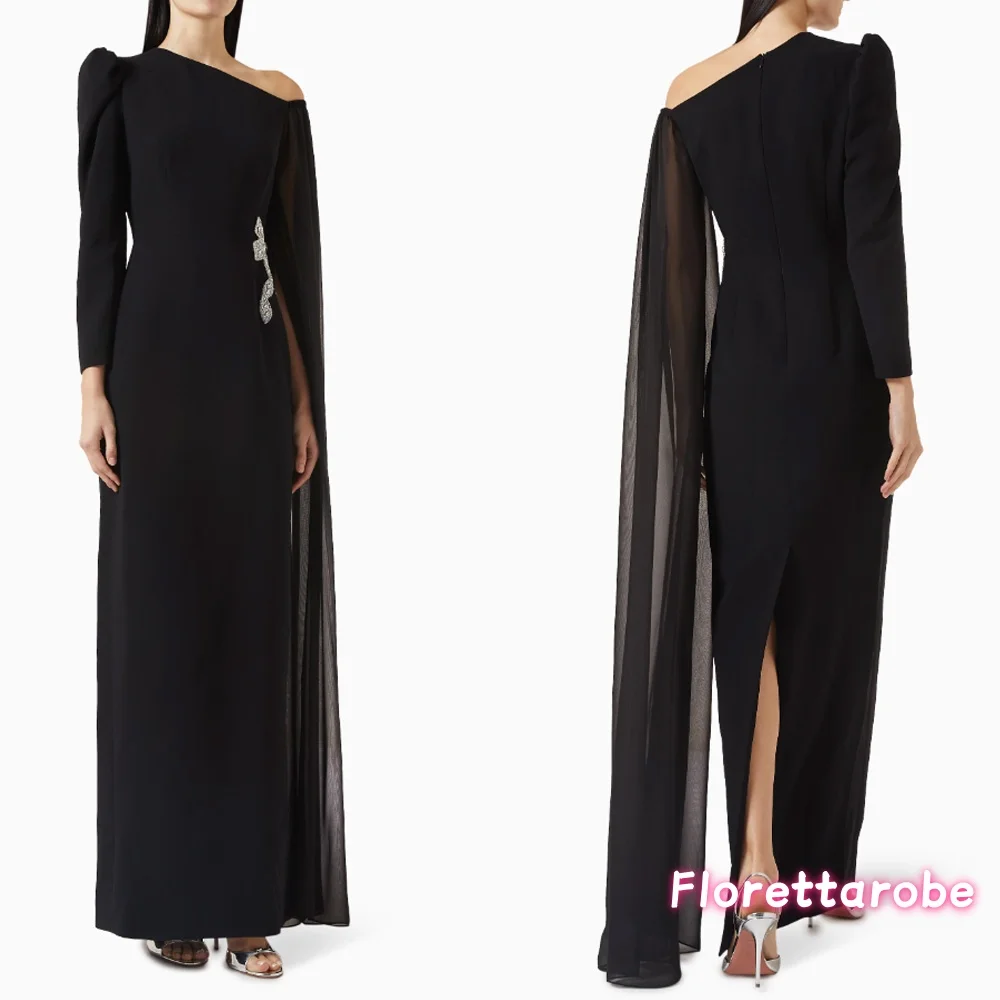 Customized Irregualr Neck Long Sleeves Crepe Prom Dresses With Beads Bow Evening Gowns Formal Party Dress
Customized Irregualr Neck Long Sleeves Crepe Prom Dresses With Beads Bow Evening Gowns Formal Party Dress