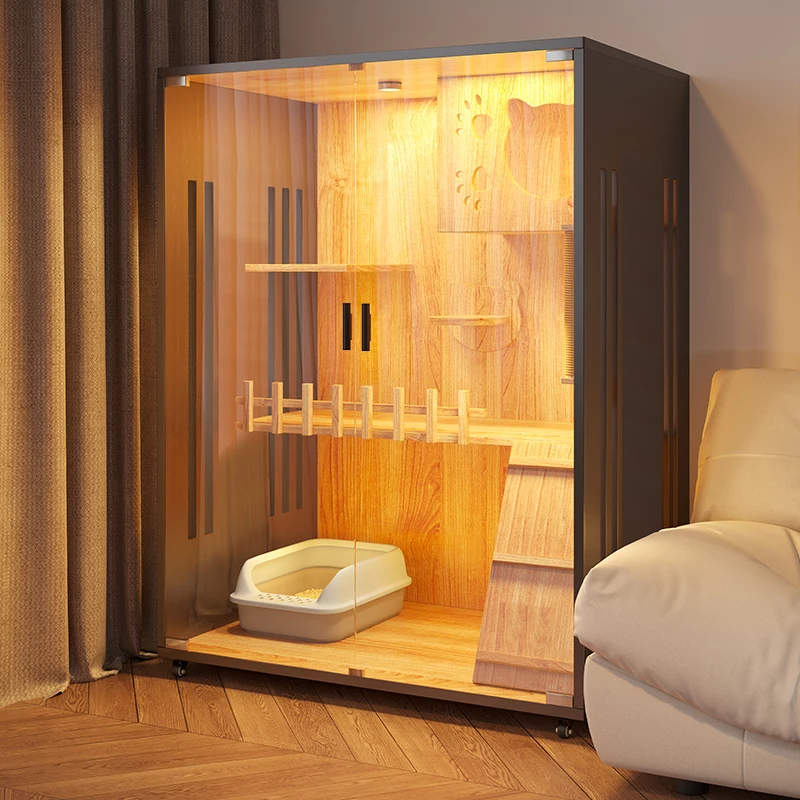 villa, cat house household solid wood, indoor cabinet, cat house, large free space for climbing, integrated cage
villa, cat house household solid wood, indoor cabinet, cat house, large free space for climbing, integrated cage