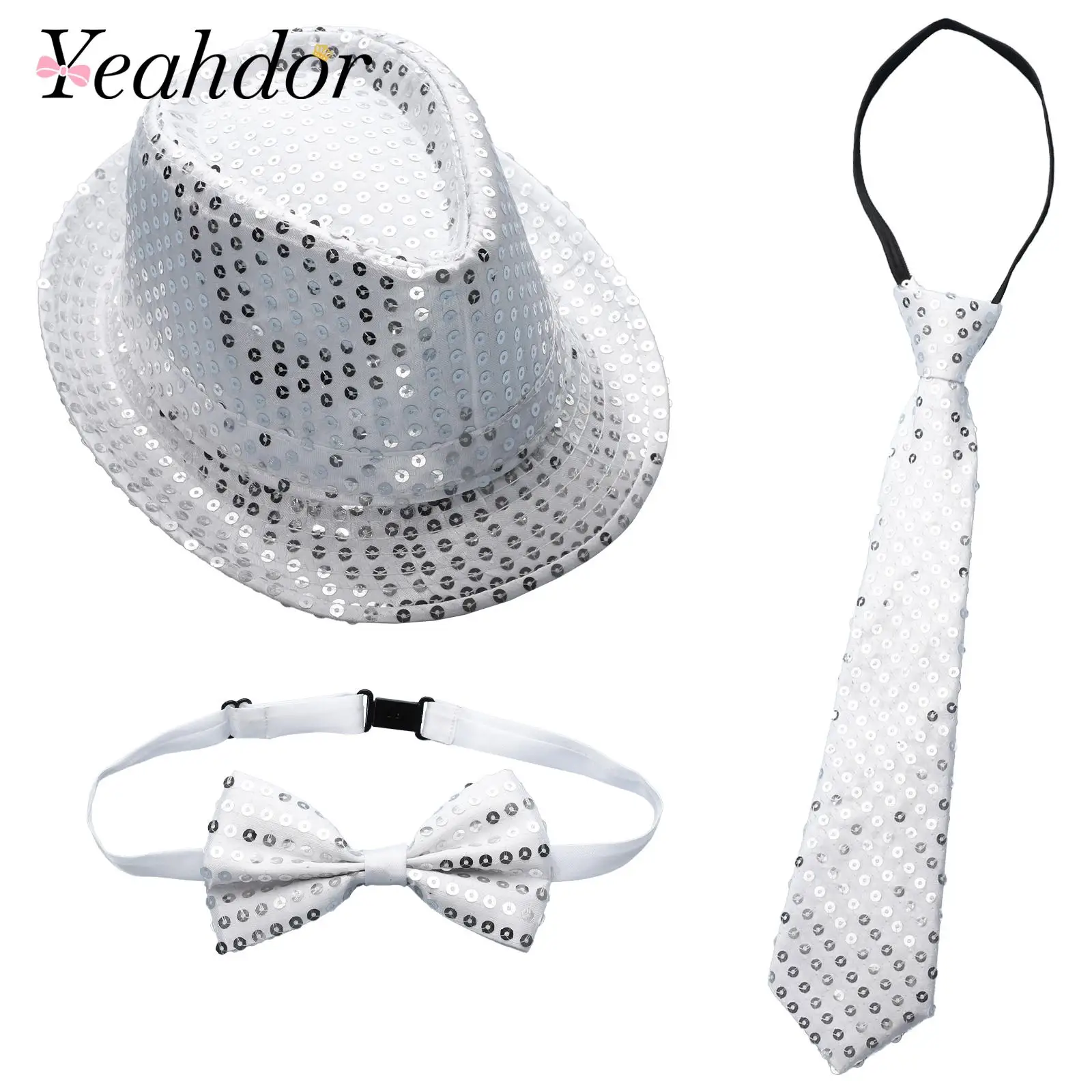 Children Kids Jazz Show Stage Shiny Sequin Suit Accessory Dancing Hat Pretied Bowtie Necktie Performance Costumes Accessories
Children Kids Jazz Show Stage Shiny Sequin Suit Accessory Dancing Hat Pretied Bowtie Necktie Performance Costumes Accessories