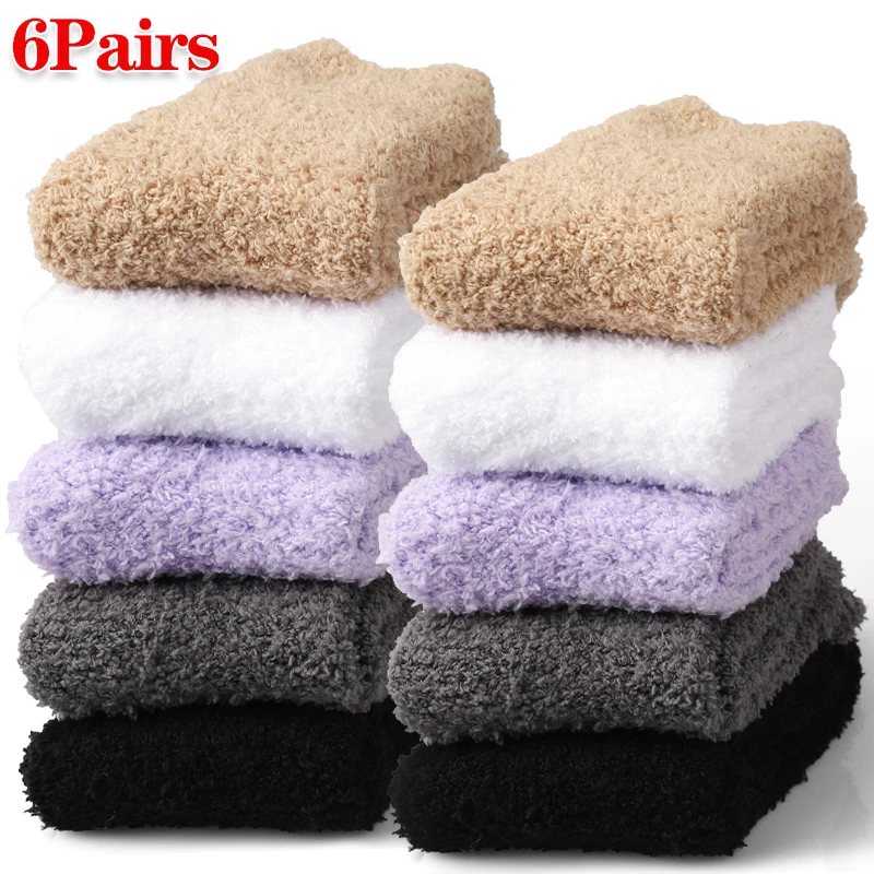 6Pairs Women's Coral Fleece Slipper Socks Winter Fluffy Plush Mid-Calf Indoor Sock Solid Color Knit Comfort Sock for Home Lounge
6Pairs Women's Coral Fleece Slipper Socks Winter Fluffy Plush Mid-Calf Indoor Sock Solid Color Knit Comfort Sock for Home Lounge