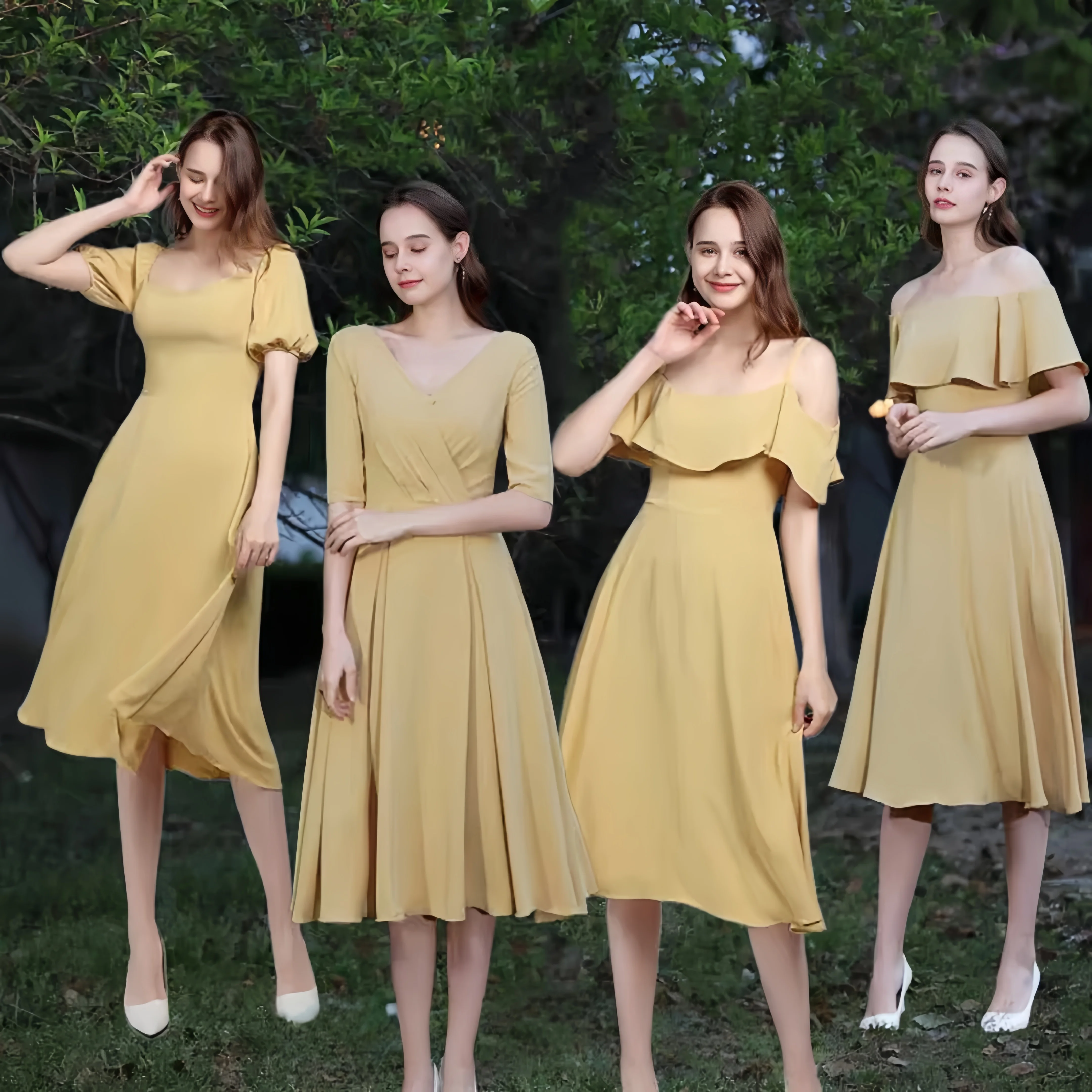 Yellow Chiffon Bridesmaid Dress Midi Length Slim Fit A Line Formal Gown Wedding Guest Evening Prom Party Custom Colors Sizes
Yellow Chiffon Bridesmaid Dress Midi Length Slim Fit A Line Formal Gown Wedding Guest Evening Prom Party Custom Colors Sizes